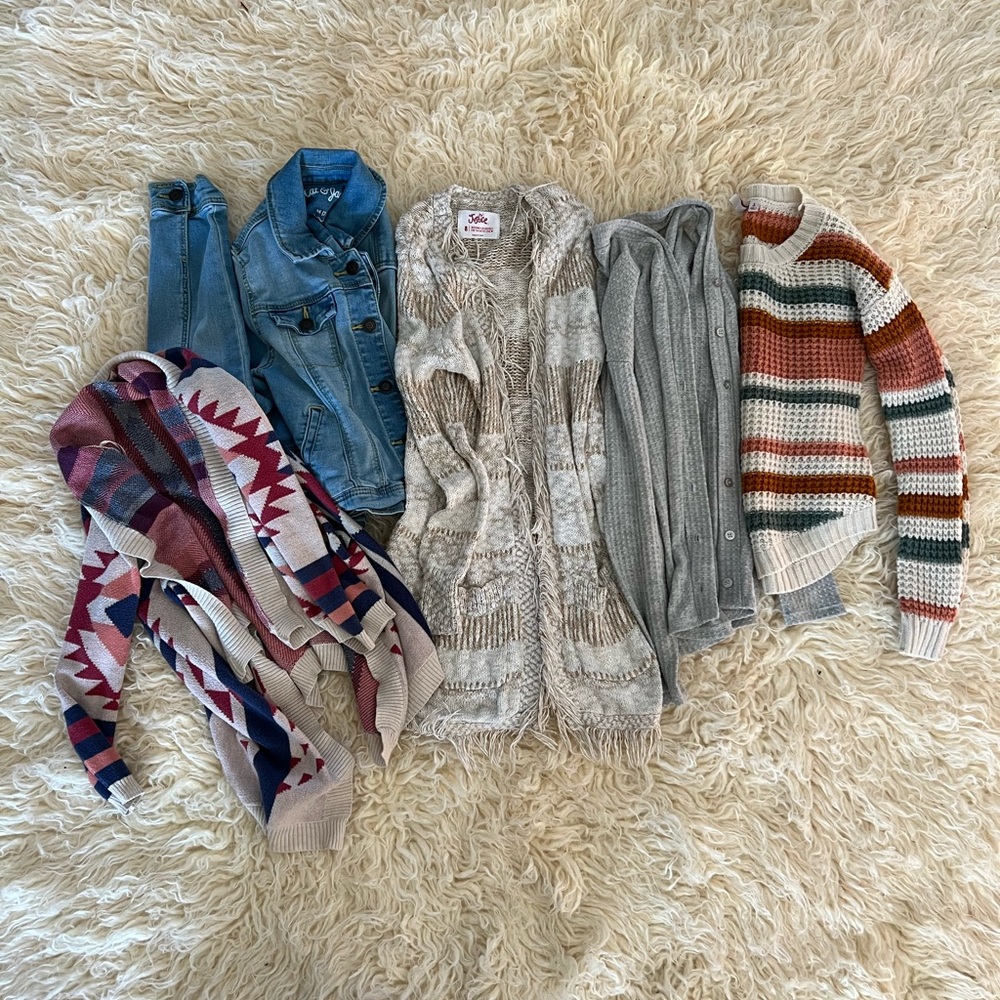Girls Cardigan Sweaters Size 7-8 (LOT OF 5)